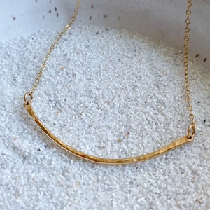 Curved Bar Necklace, Simple Bar Necklace, Gold Bar Necklace, delicate Bar, Hammered Bar Necklace, Jen Harding Necklace, dead to me necklace
