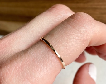 Thin Stacking Ring, Ultra Thin Gold Ring, Hammered Stacking Ring, Gold Fill Stacking Ring, Stackable Ring, Delicate Gold Ring, Simple Ring