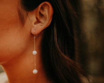 Gold Freshwater Pearl Drop Earrings