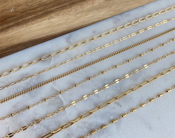 Womens Thin Gold Chain Necklace, 14K Gold Filled