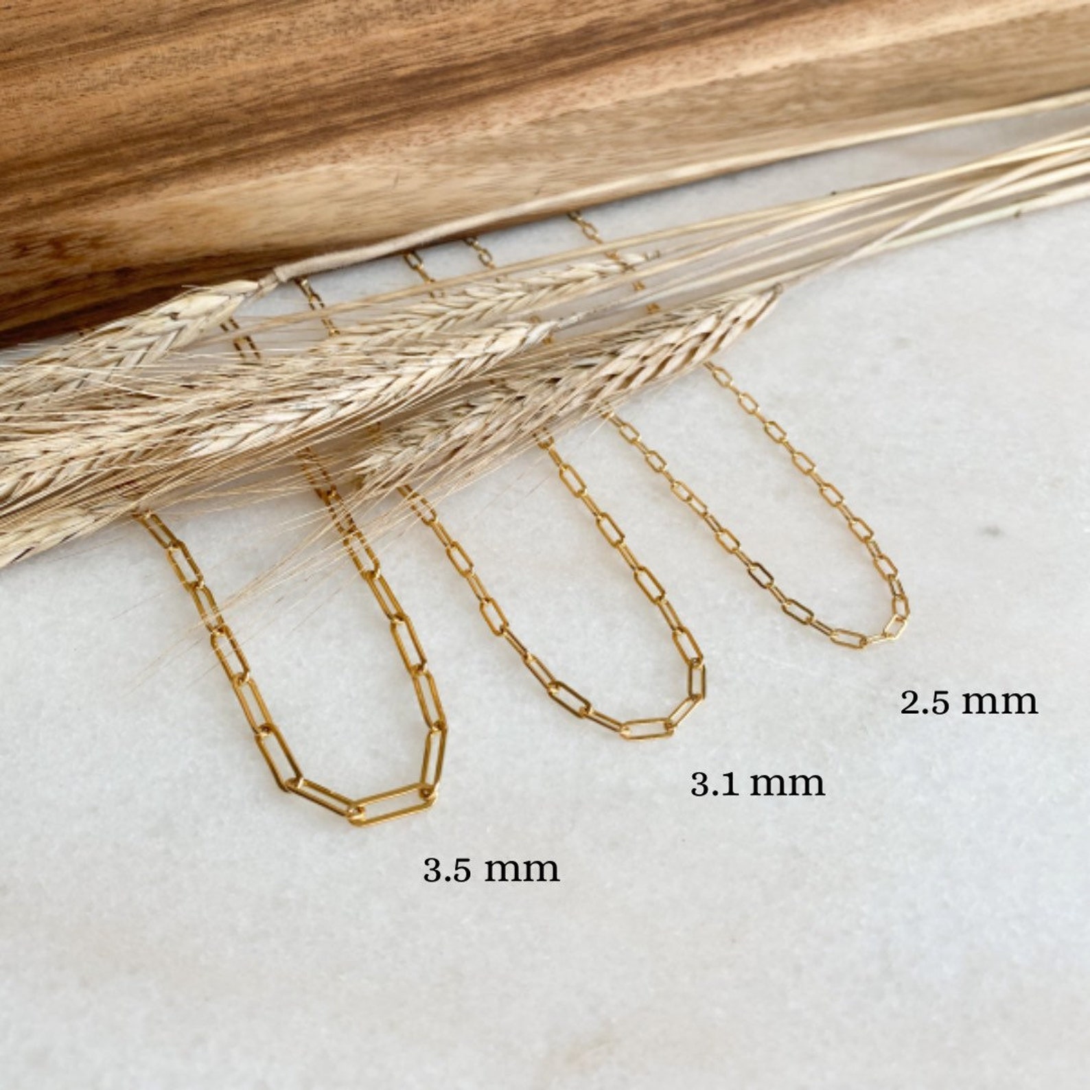 Paperclip Chain Necklace Solid 14K Gold Fill Ladies Rectangle Etsy