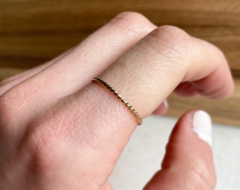 Gold Dainty Stackable Twist Ring, Boho Midi Rings, Handmade Jewelry, Minimalist Ring,