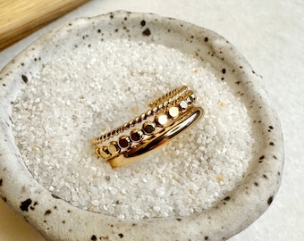 Gold Bead Stacking Ring Set, Thick Stacking Ring Set, Statement Rings, Handmade Jewelry, Minimalist Ring