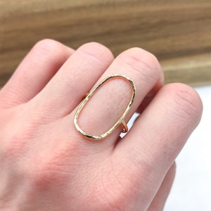 Large Open Oval Ring, Oval Karma Ring, Simple Oval Ring, Circle Ring, Silver Oval Ring, Rose Gold Minimalist Oval Ring