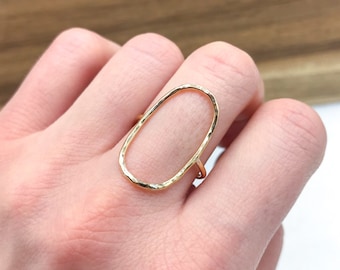 Large Open Oval Ring, Oval Karma Ring, Simple Oval Ring, Circle Ring, Silver Oval Ring, Rose Gold Minimalist Oval Ring