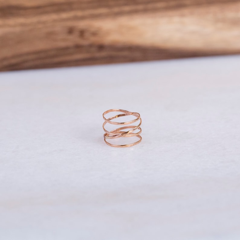 Large Rose Gold Wrap Ring, Rose Gold Wrap Ring, Wraparound Ring, Rose Gold Ring, Delicate Rose Gold Ring, Gold Jewelry, Delicate Ring image 1