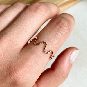 Wave Stacking Ring, Ultra Thin Gold Ring, Hammered Stacking Ring, Gold Fill Stacking Ring, Stackable Ring, Delicate Gold Ring,