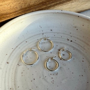 Silver Huggie Hoop Earrings, Tube Minimalist Earrings, Dainty Earrings, Silver Earrings