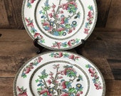 Johnson Bros Set of 4 Indian Tree 10 quot Dinner Plates Greek Key Edge Made In England Vtg