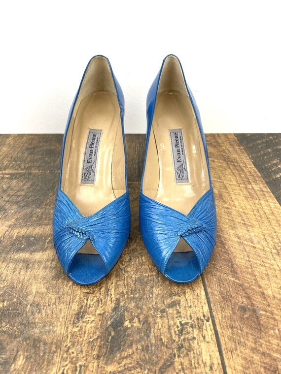 Vintage Evan Picone Shoes Royal Blue Leather Size… - image 2