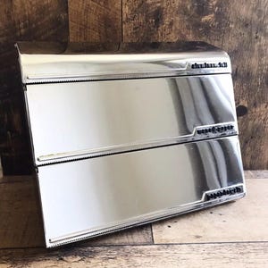 Vintage Kitchen Roll Holder, Chrome, White, Wall Mounted, Foil, Wax Paper, Paper Towel