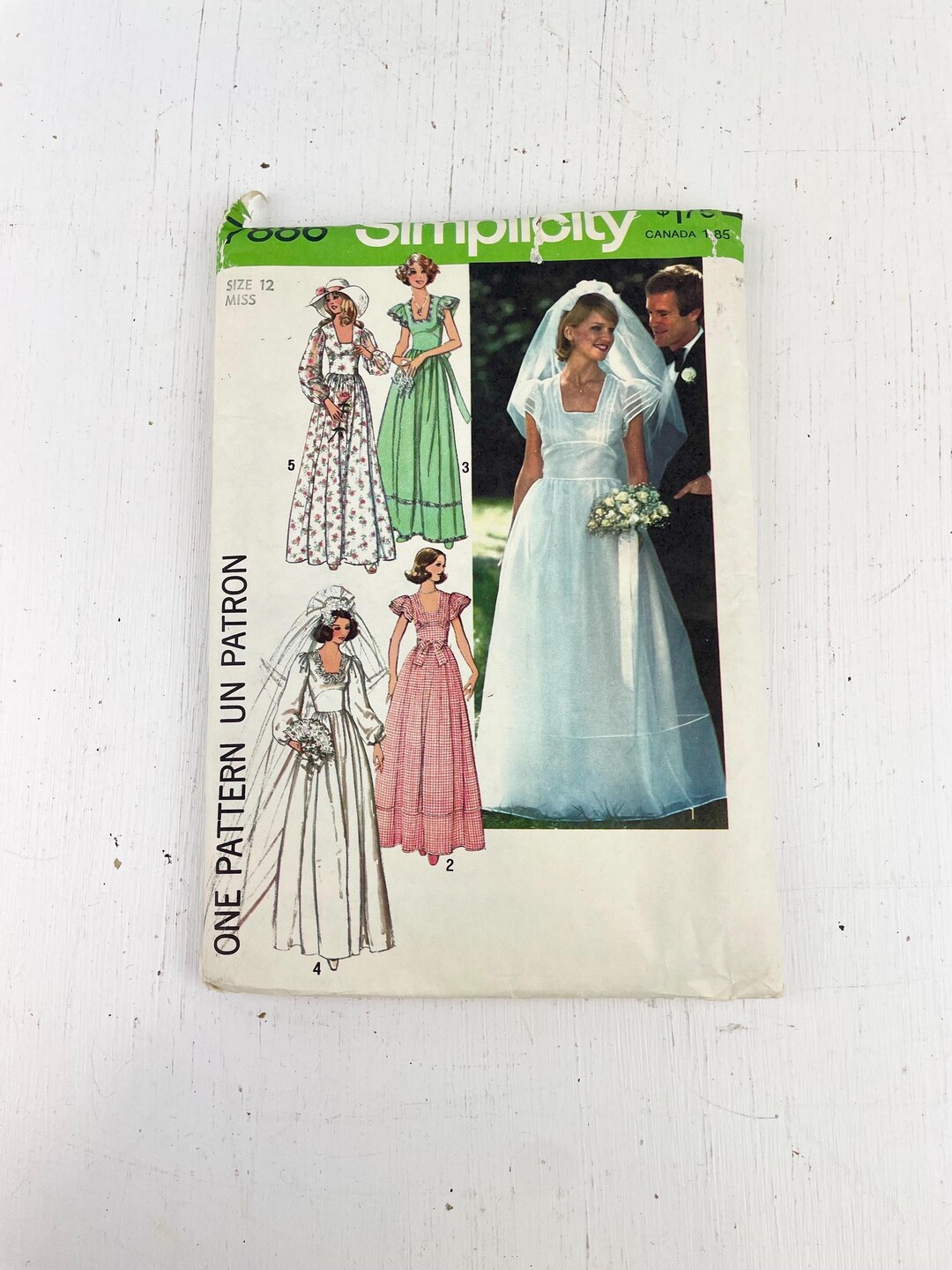 Simplicity 7886 Vintage Sewing Pattern Wedding Bridesmaid Dress 1977 ...