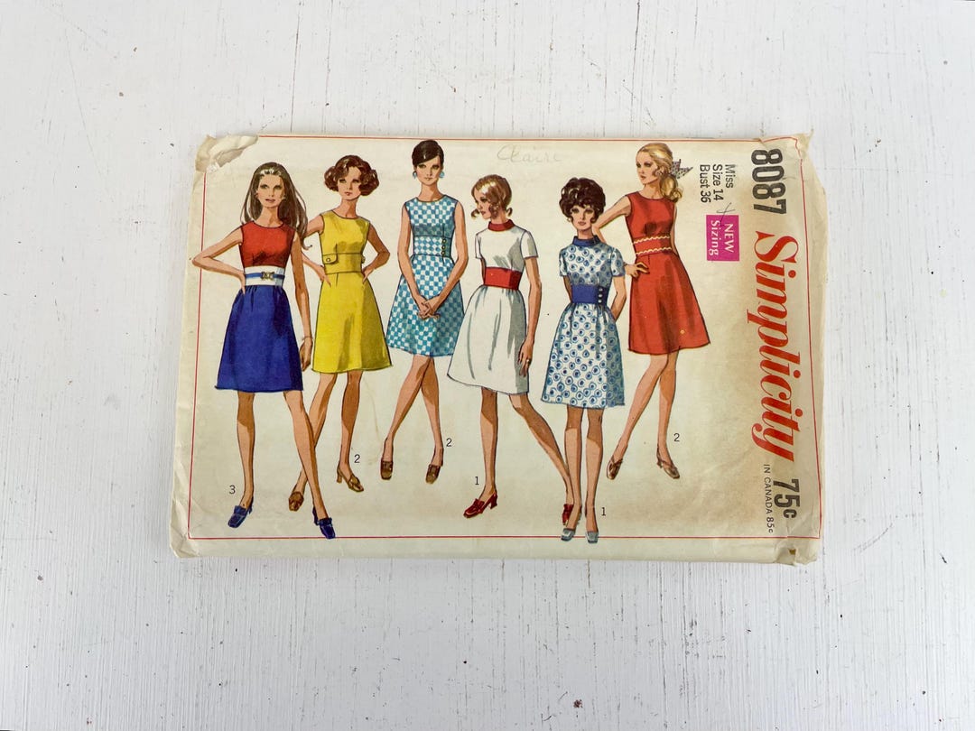 Simplicity 8087 Vintage Sewing Pattern 1960s Dress 1969 Size 14 - Etsy