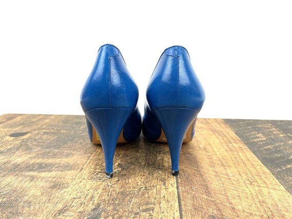 Vintage Evan Picone Shoes Royal Blue Leather Size… - image 5