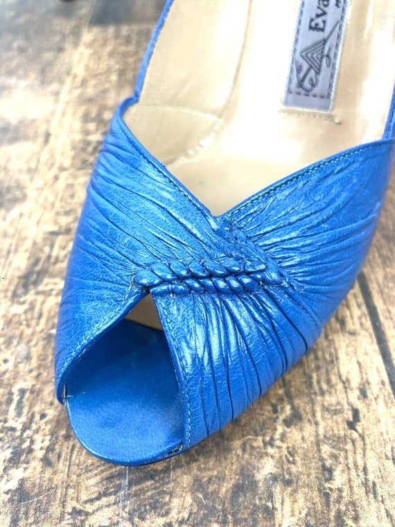 Vintage Evan Picone Shoes Royal Blue Leather Size… - image 6