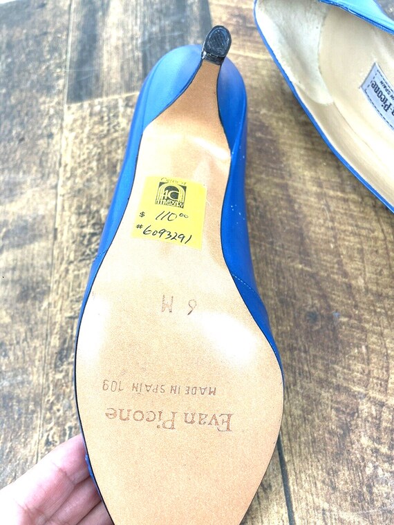 Vintage Evan Picone Shoes Royal Blue Leather Size… - image 7