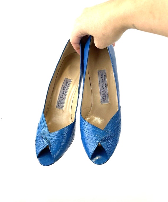 Vintage Evan Picone Shoes Royal Blue Leather Size… - image 9