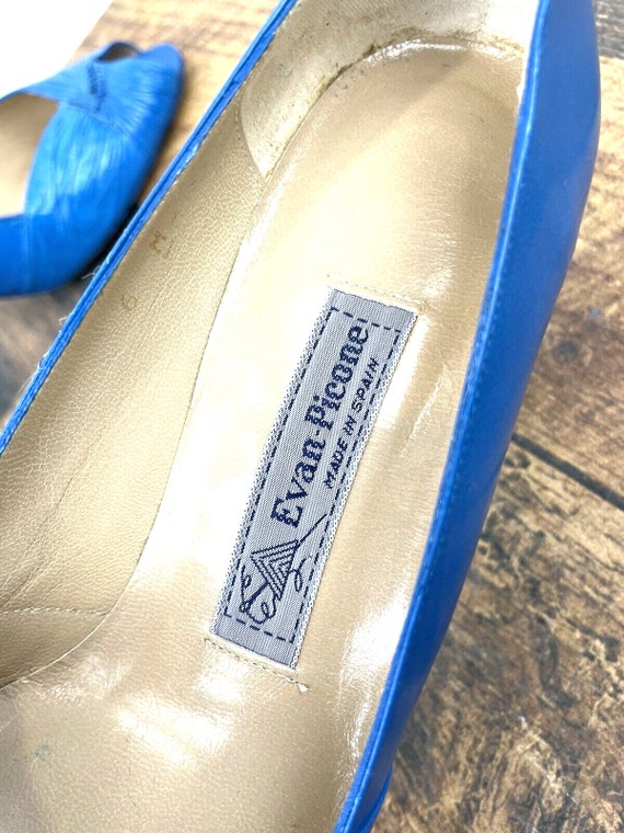 Vintage Evan Picone Shoes Royal Blue Leather Size… - image 8