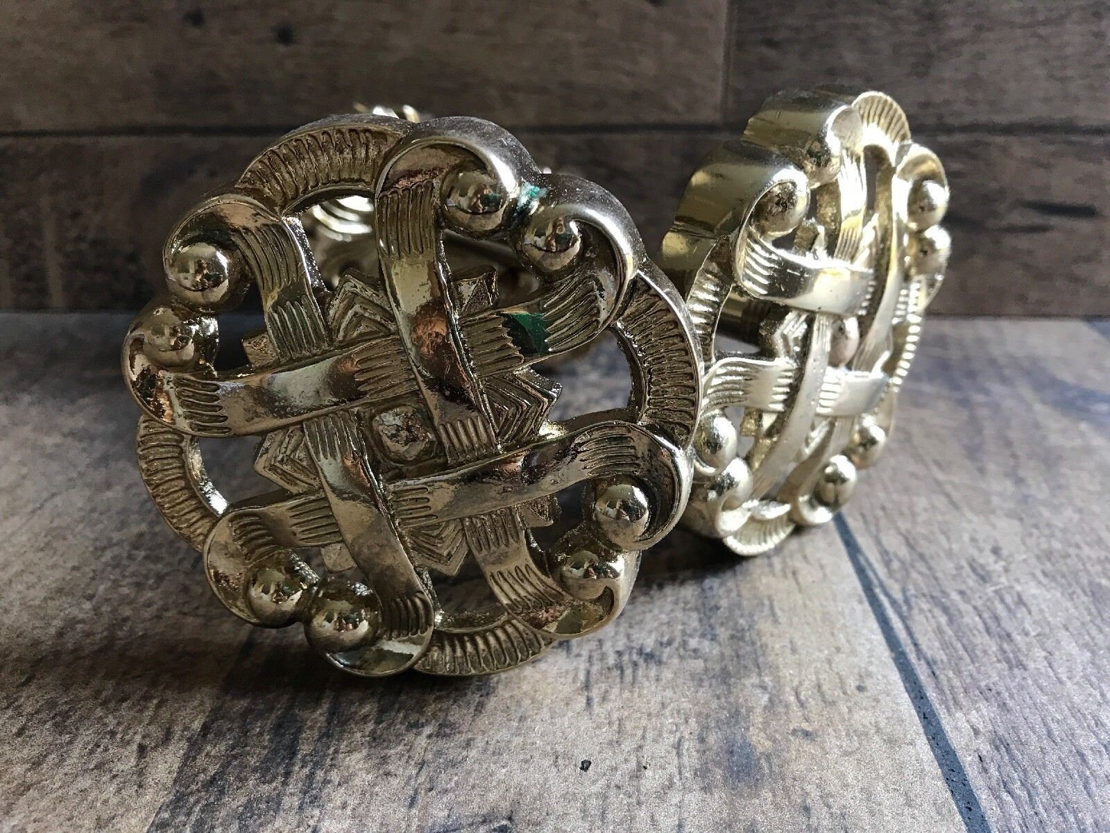 Vintage New Brass Colored Metal Curtain Tie Backs Hollywood Etsy