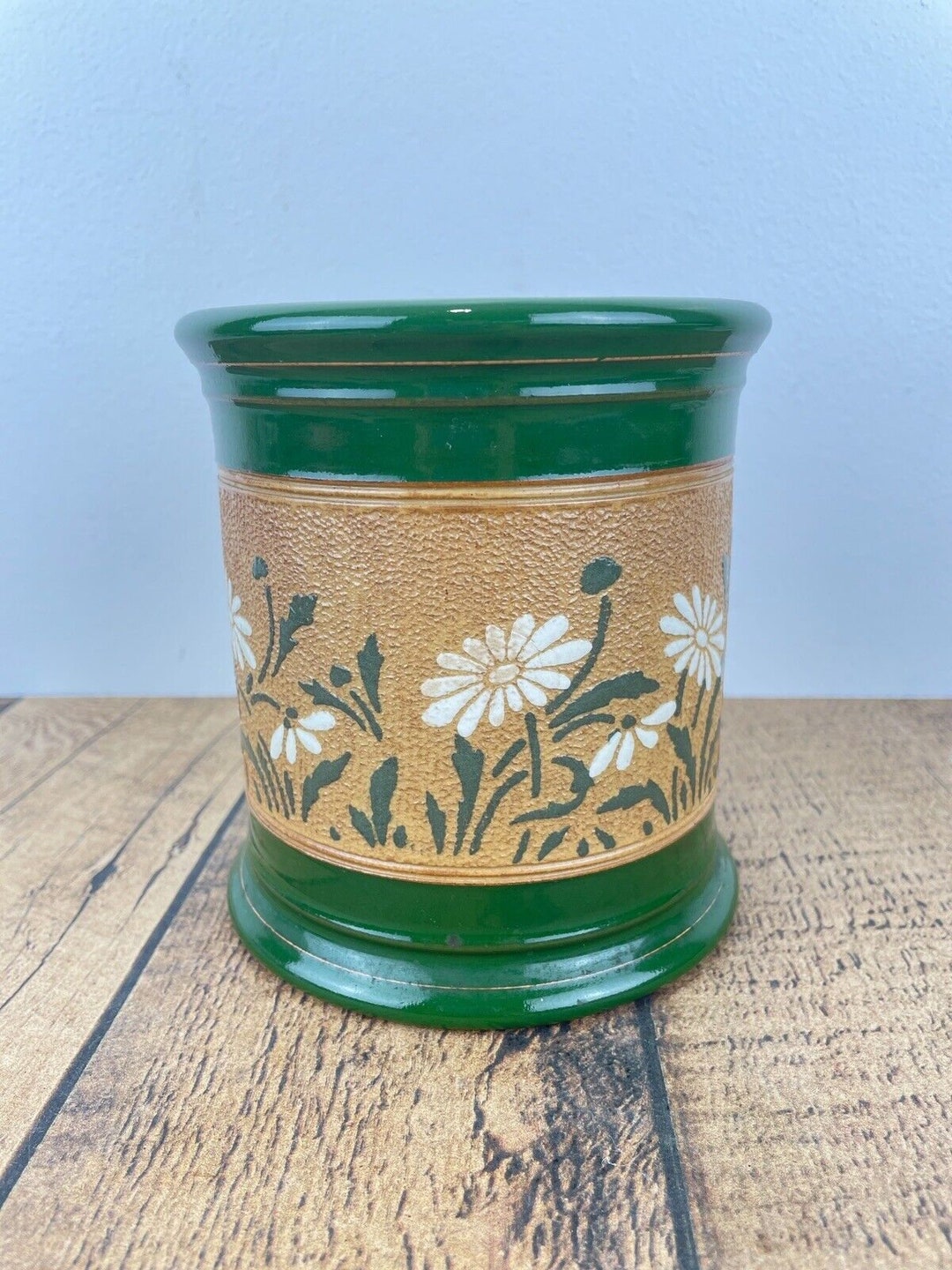 Antique Tobacco Humidor Jar England Aonian Pottery Stoneware Etsy