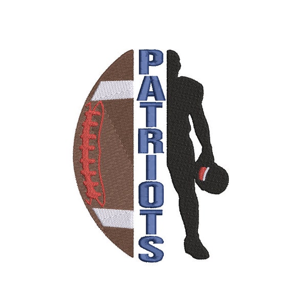 New England Patriots Football Machine Embroidery design, Sports Digital File, Instant Download 2 sizes to fit 4x4 and 5x7 hoops