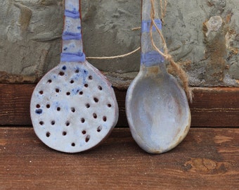 Ceramic Spoon Set: Kitchen Elegance (Strainer & Serving)