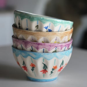 Floral Cottage Bowl, Hand-Painted with Old-World Charm