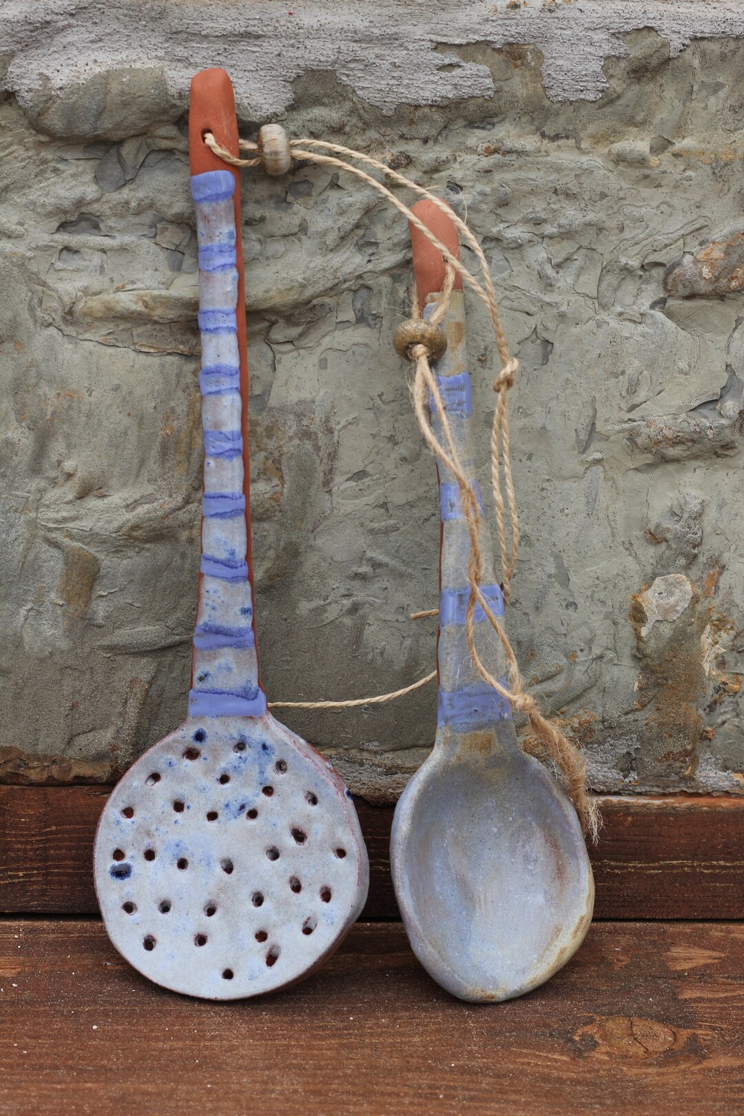 Service Spoon Set Ceramic Spoon Set: Kitchen Elegance (strainer & Serving) - Etsy