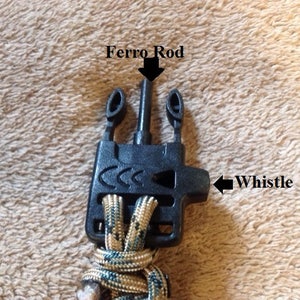 Food and Fire Survival Bracelet 1 Original 8-in-1 survival kit flint firestarter, whistle paracord bracelet image 5