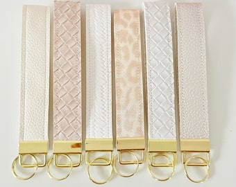 Neutral Cream Beige  Key Wristlet | Key Fob Holder | Wristlet key chain | Faux Vegan Leather Key wristlet | BlushStitchStudio