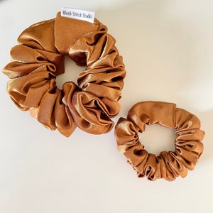 Rust Satin Scrunchie, Copper Satin Scrunchie, Bridal Satin Hair Accessory, Satin Scrunchie Canada, shiny hair tie