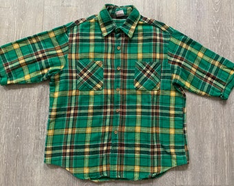 free shipping Vintage JCPENNEY Big Mac soft plaid cool and breezy shirt
