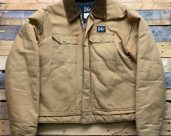 Vintage 80s Polar King Brown Worn Work Wear Insulated Winter Coat Mens Size 44 REG Talon Zipper