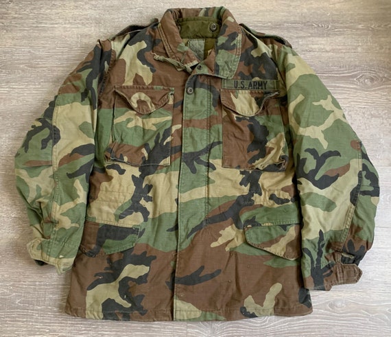 Vintage 80s US Army Camouflage Cold Weather Coat W/L… - Gem