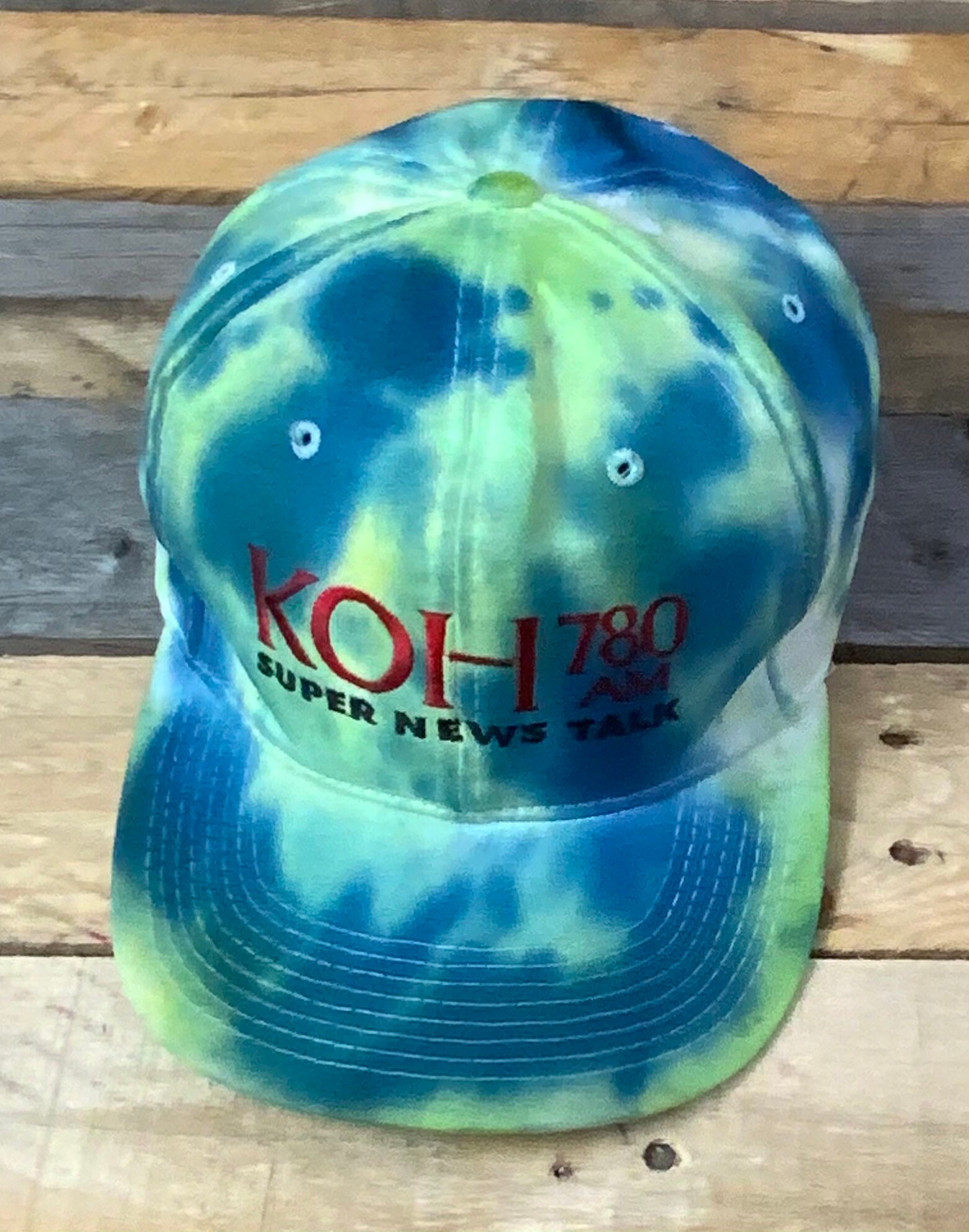 Vintage 90s KOH 780AM Super News Talked Tie Dye Snapback Hat