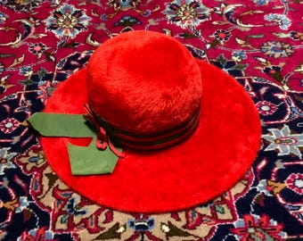 Vintage Stetson Pimp Hat Red & Green Fur Felt O Neil display picture 1