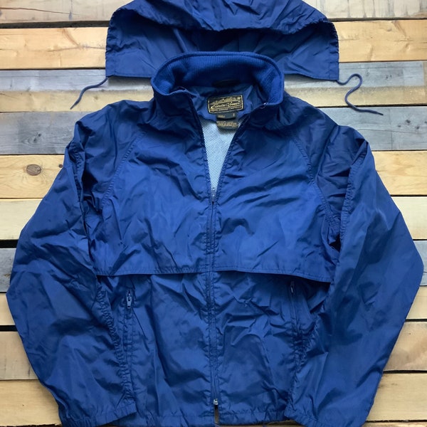 Vintage 90s Eddie Bauer Navy Blue Size Medium Wind Breaker Jacket