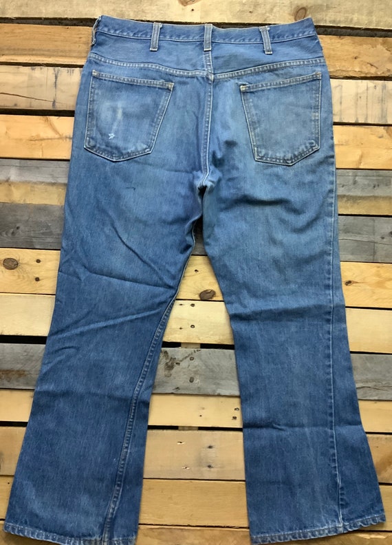 Vintage 70s JCPenny Worn 42 Talon Denim Jeans 100… - image 1