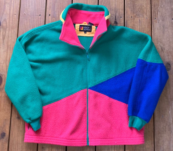 Vintage 90s Andy Johns Color Block Cut & Sewn Flee