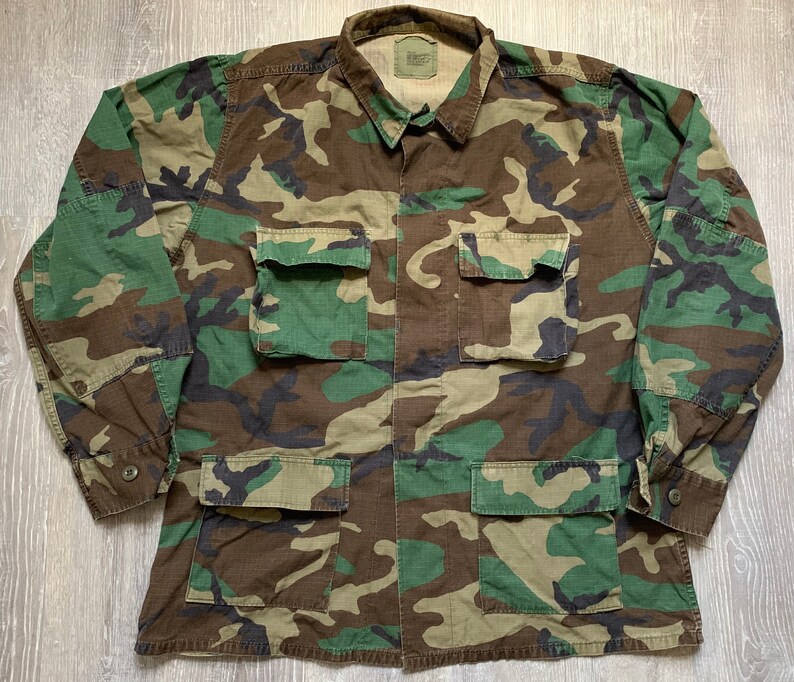 Vintage 90s US Military Camouflage Hot Weather Coat Sz Large Long 1993