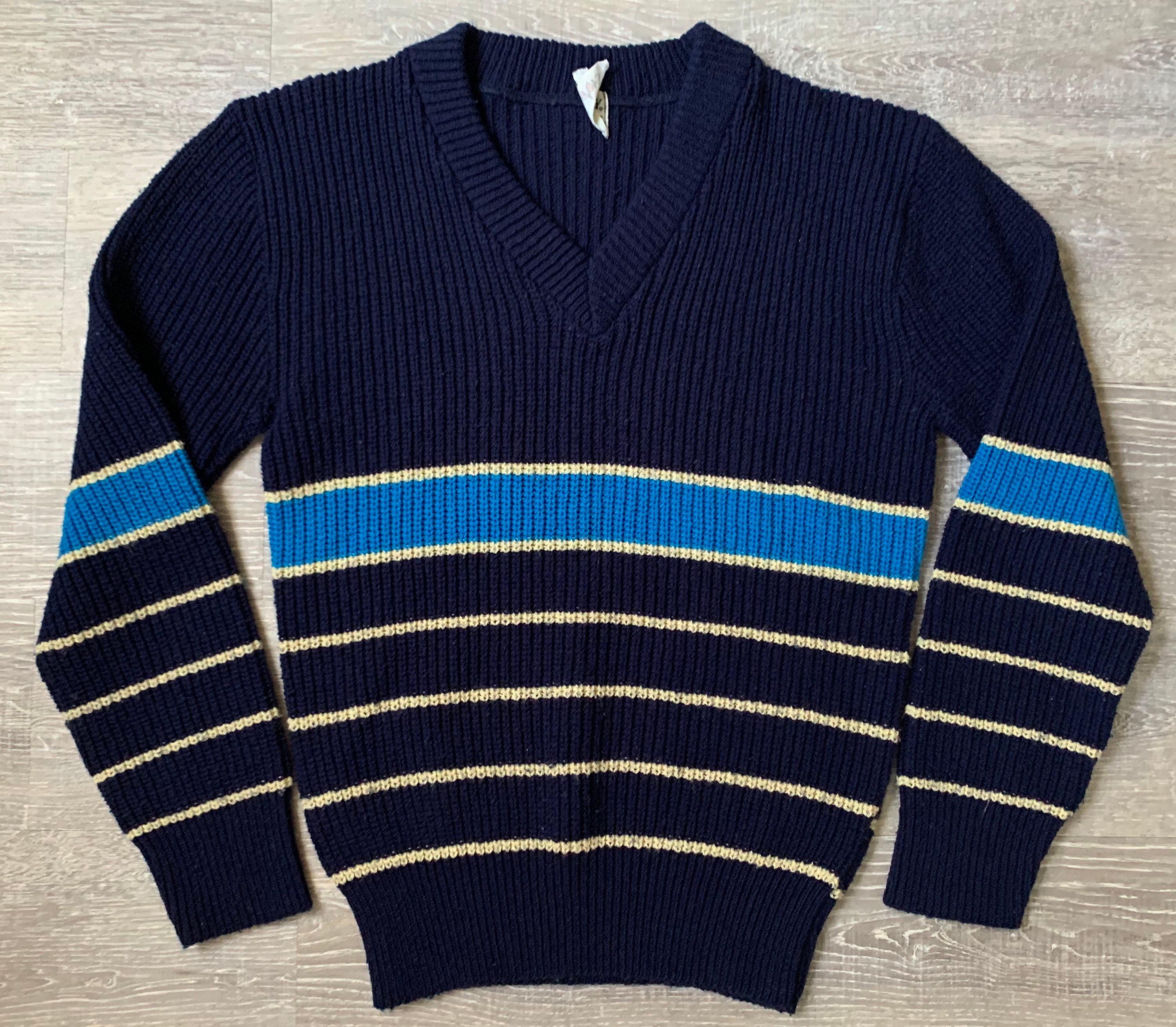 Vintage 80s Savvy Sportswear Knit Striped V Neck Blue Knit - Etsy UK