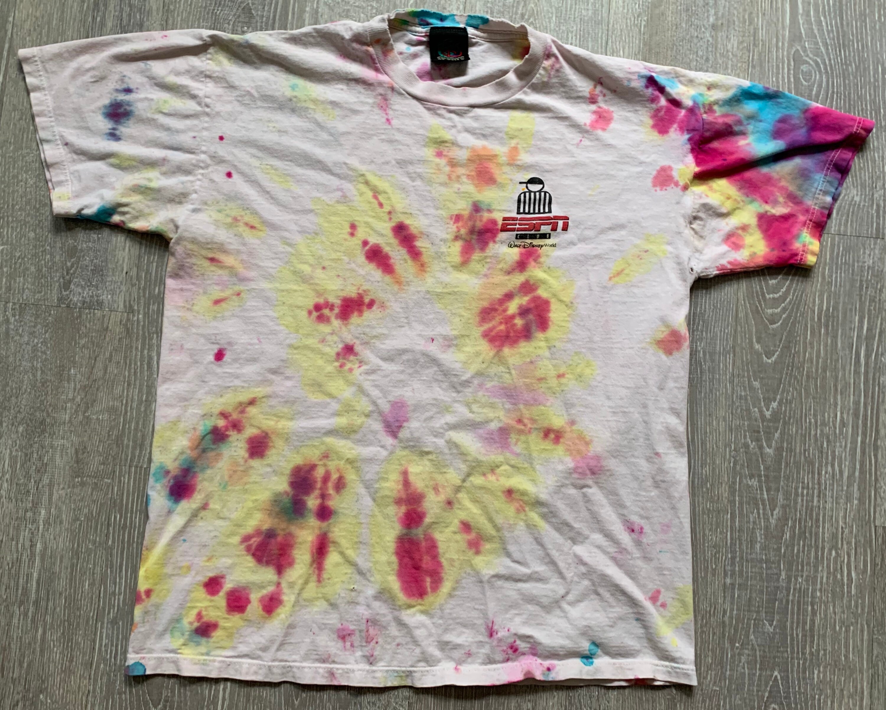 Vintage 90s ESPN Club Walt Disney World White Tie Dye