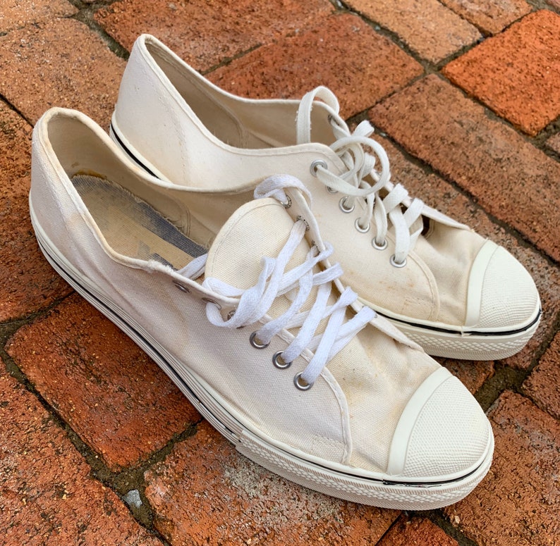 Vintage 80s Trax low Top White Shoes Size 9 1/2 Made in USA Etsy