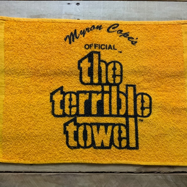Vintage 80s Terrible Towel 22x14 Myron Cope Pittsburgh Steelers NFL Football