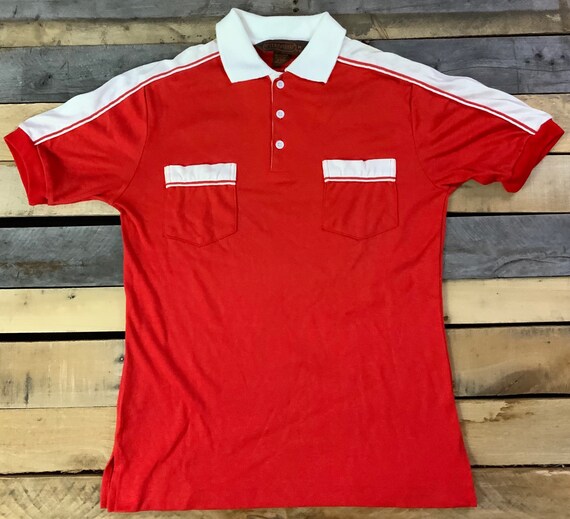 Vintage 80s Huk-a-poo Red \u0026 White Polo 
