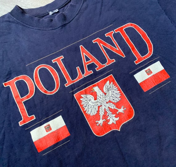 Vintage 90s Poland Crest Flag Navy T Shirt Sz XL … - image 2