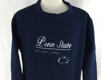 Vintage 90s Penn State Nittany Lions Navy Fleece Meteral Pull Over Size Medium