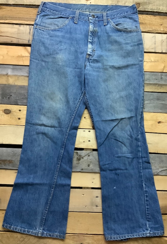 Vintage 70s JCPenny Worn 42 Talon Denim Jeans 100… - image 2