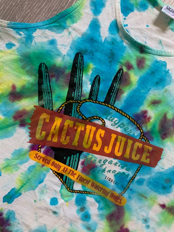 Vintage 90s Cactus Juice Liqueur Tie Dye T Shirt Sz XL Made in USA 