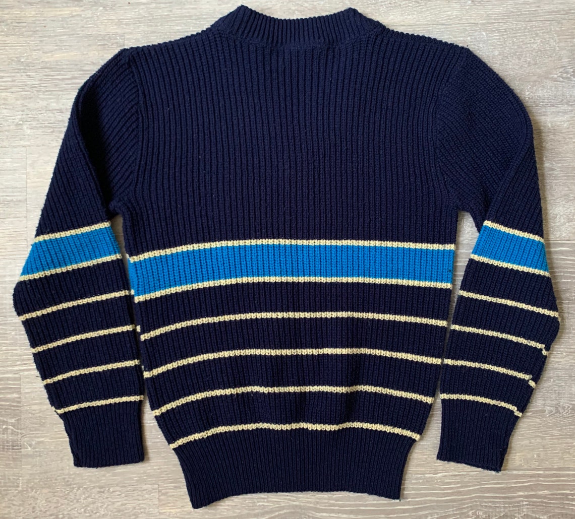 Vintage 80s Savvy Sportswear Knit Striped V Neck Blue Knit - Etsy UK